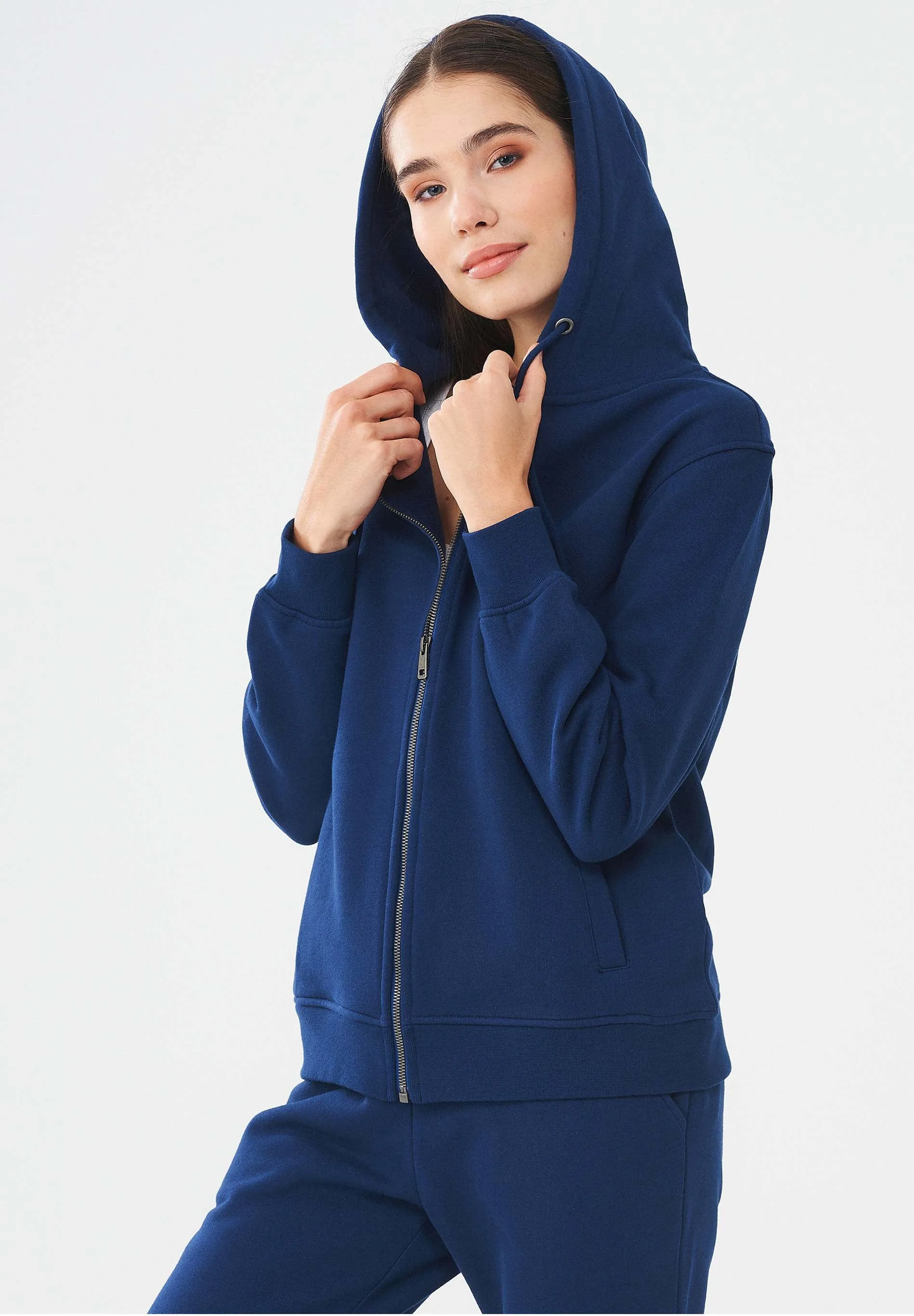 Women's Organic Cotton Zipper Hoodie Navy sold by Ivalo.com product image thumbnail 5