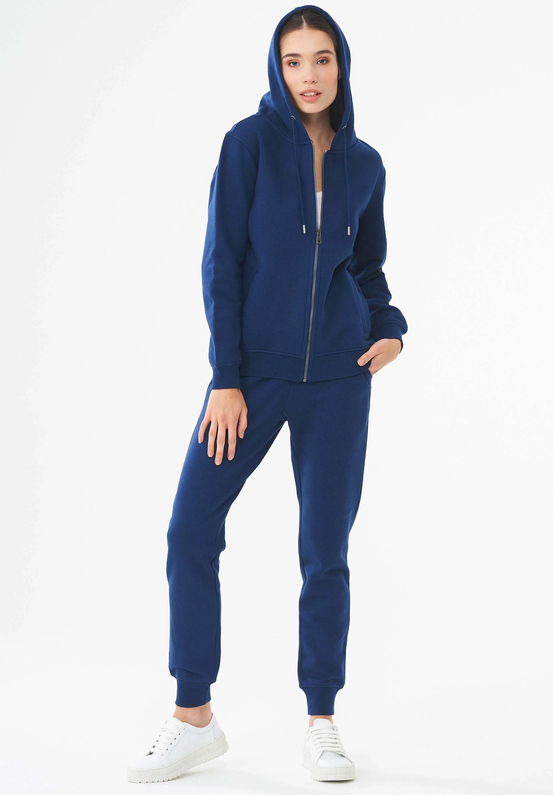 Women's Organic Cotton Zipper Hoodie Navy sold by Ivalo.com product image thumbnail 3