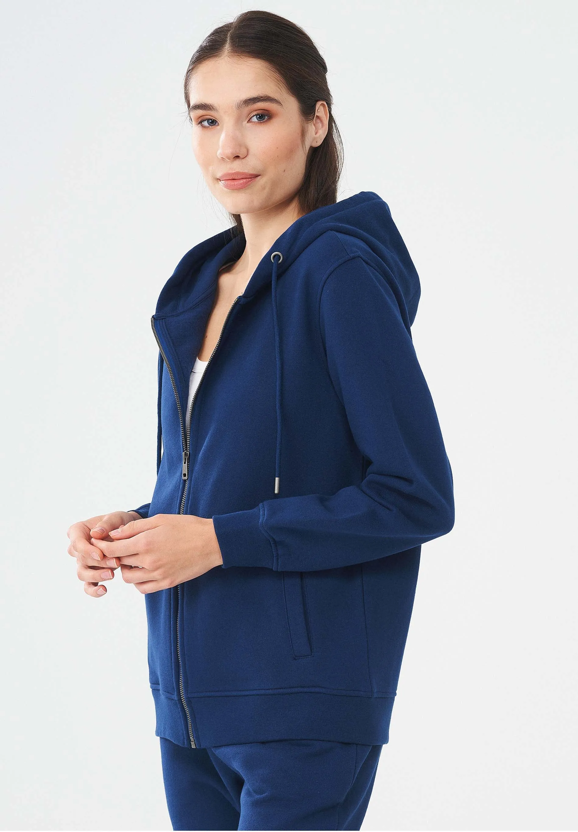 Women's Organic Cotton Zipper Hoodie Navy sold by Ivalo.com product image thumbnail 4