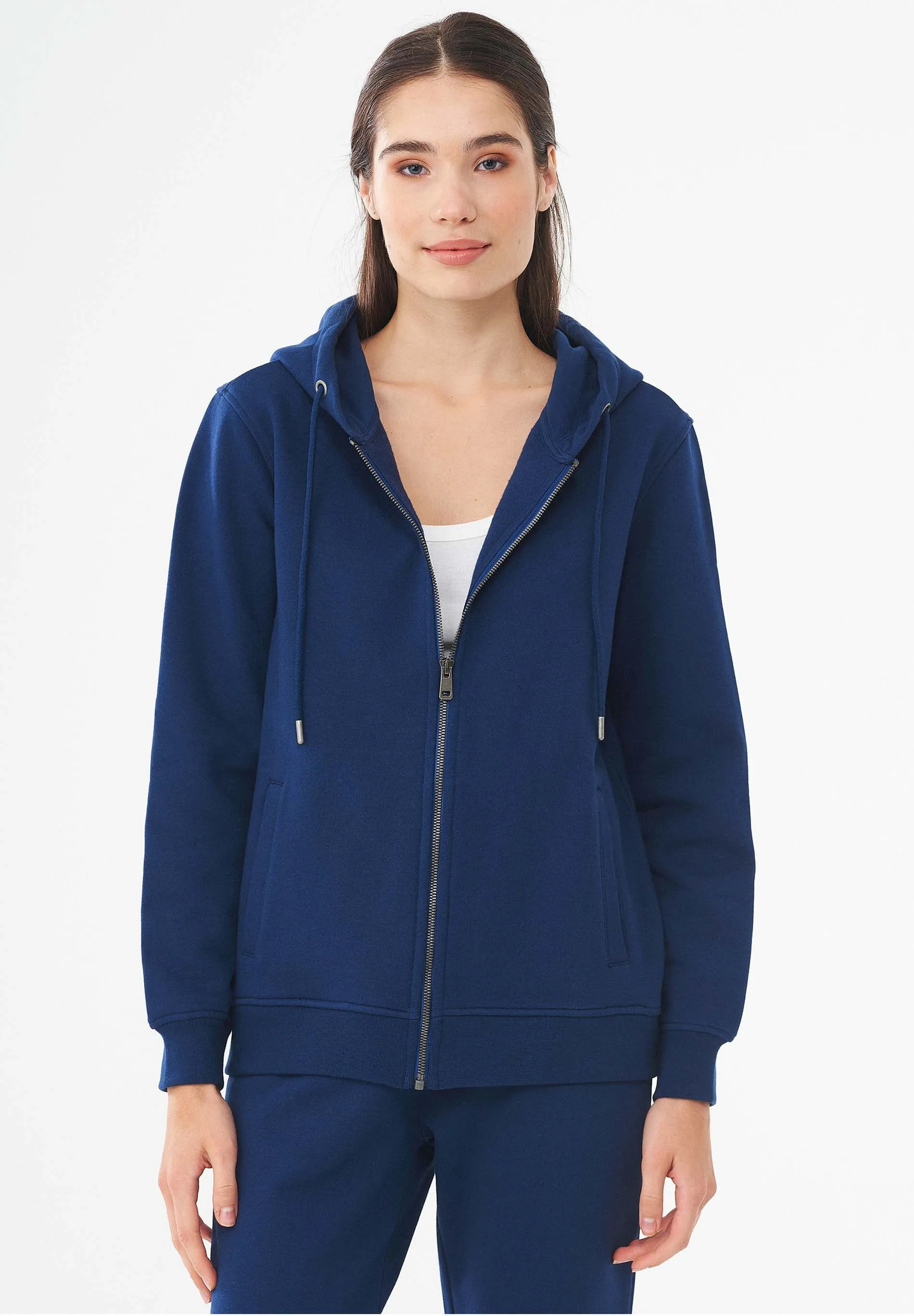 Women's Organic Cotton Zipper Hoodie Navy sold by Ivalo.com