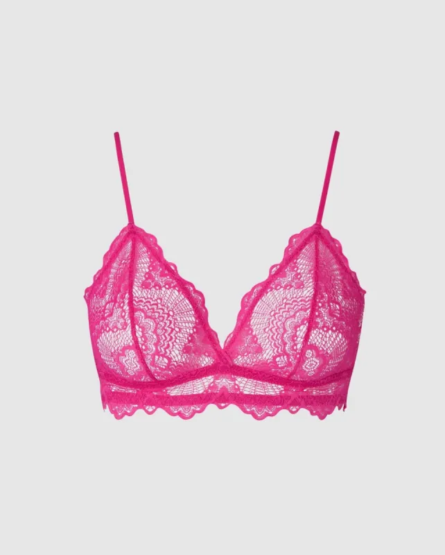 Lace Triangle Bralette Hot Pink sold by Ivalo.com