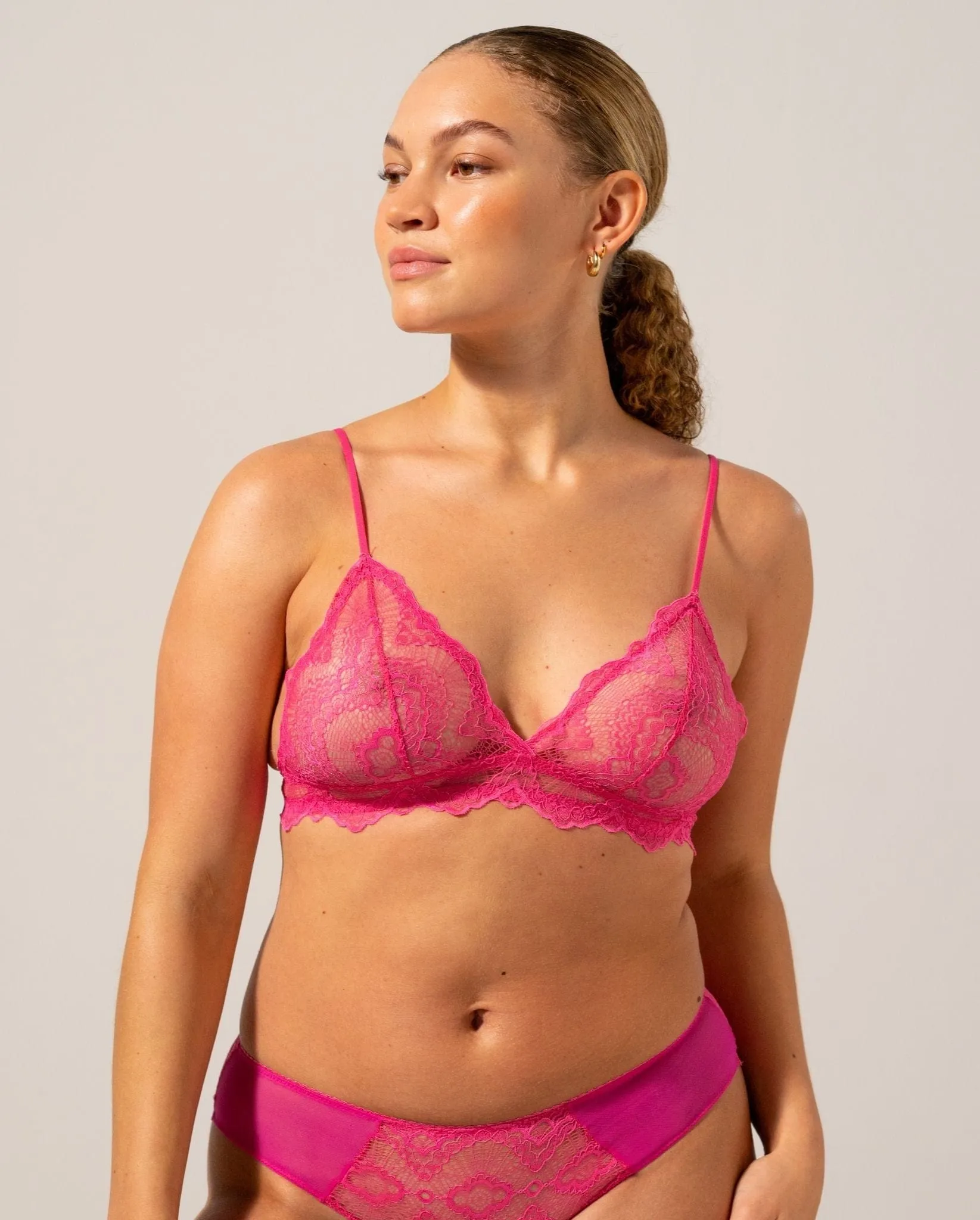 Lace Triangle Bralette Hot Pink sold by Ivalo.com product image thumbnail 3