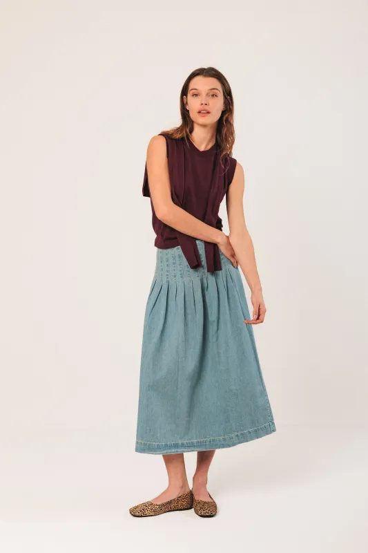 Pleated Denim Skirt Blue sold by Ivalo.com
