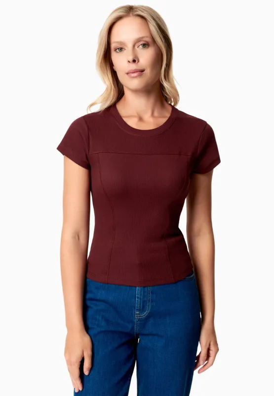 Tillda Ribbed T-Shirt Bordeaux sold by Ivalo.com