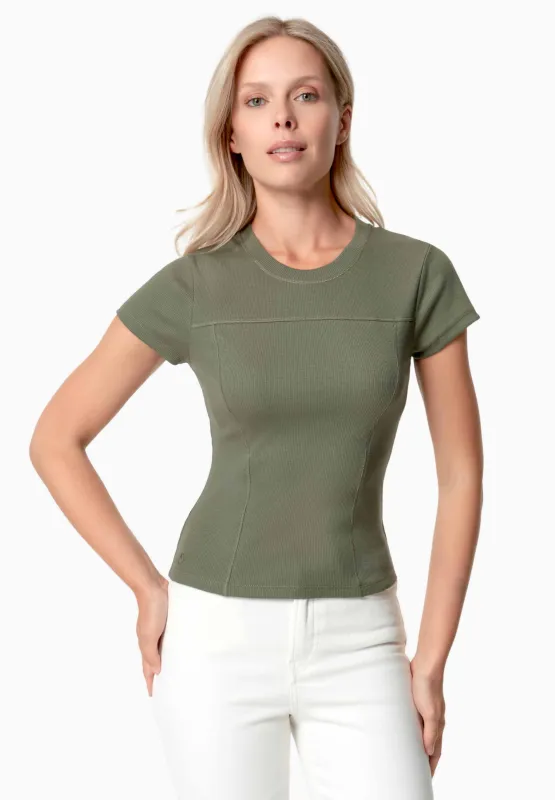 Tillda Ribbed T-Shirt Green sold by Ivalo.com