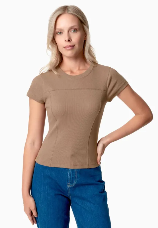 Tillda Ribbed T-Shirt Beige sold by Ivalo.com