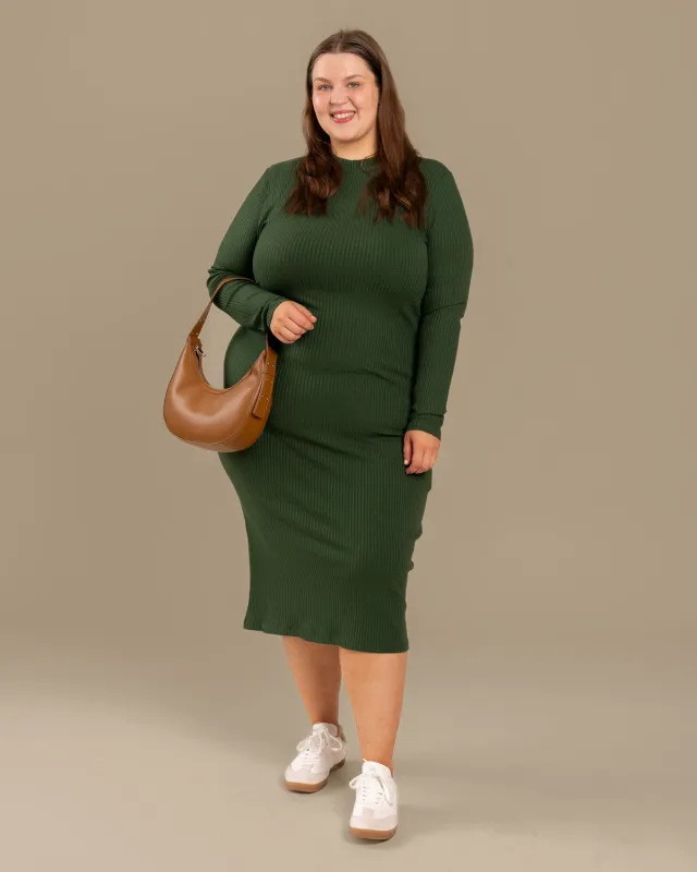 Ribbed Dress Forest Green made by Ivalo.com