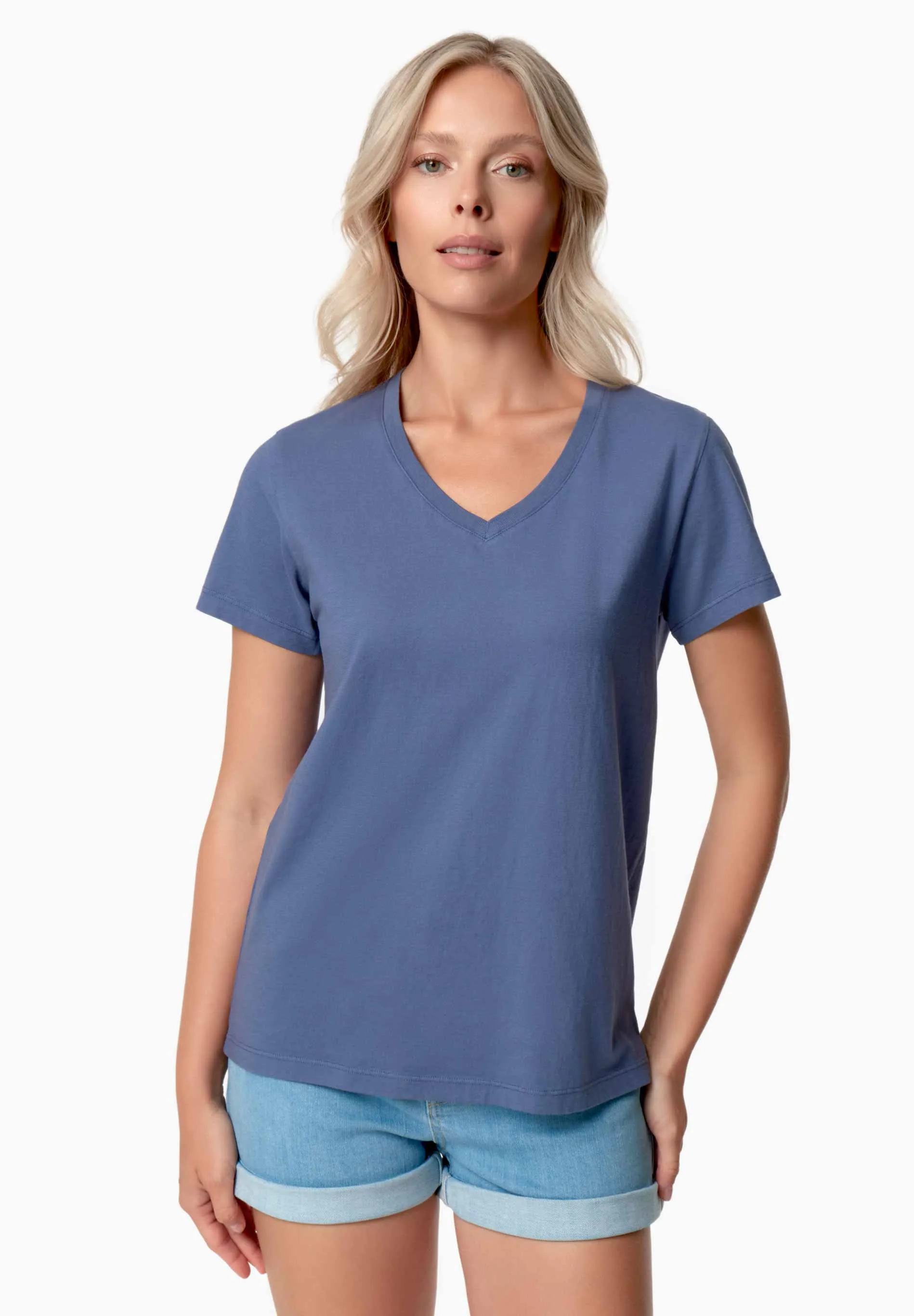 Tessa Basic V-Neck T-Shirt Honest Indigo sold by Ivalo.com