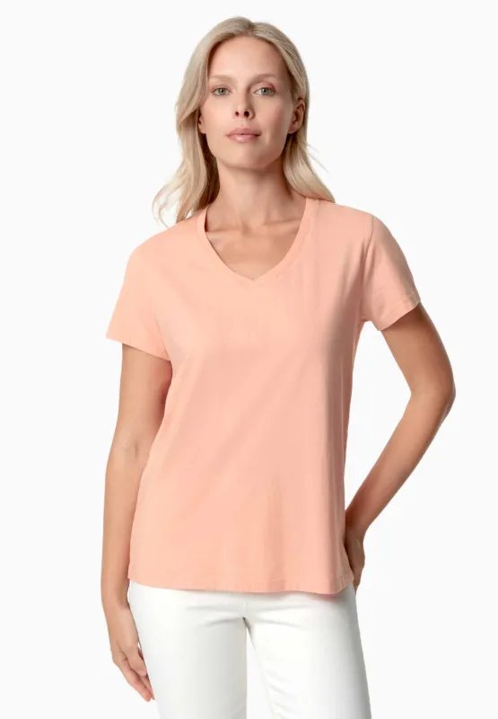 Tessa Basic V-Neck T-Shirt Peach sold by Ivalo.com