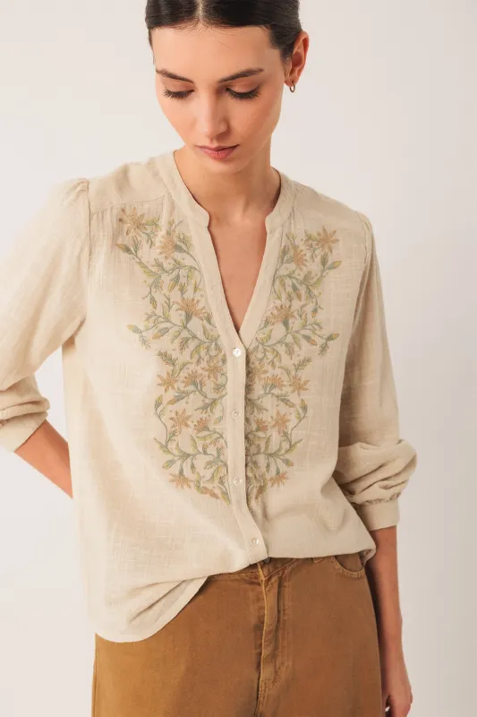 Combined Embroidered Shirt Beige sold by Ivalo.com