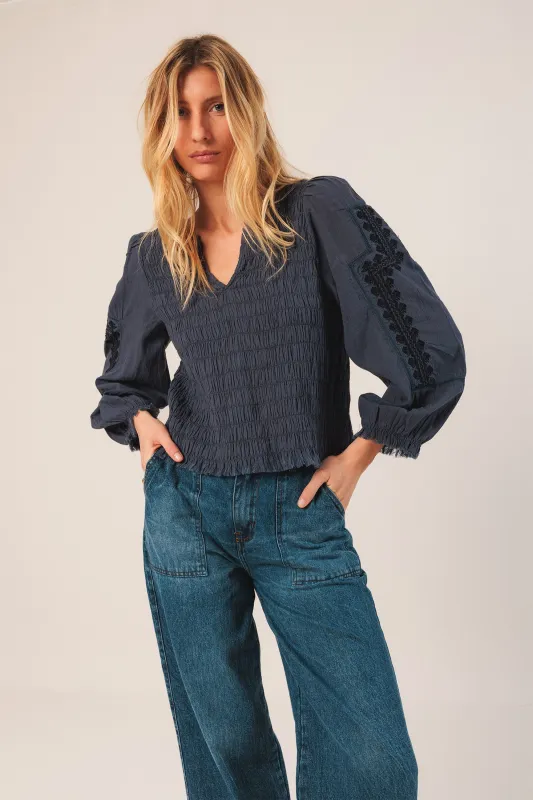 Ethnic Embroidered Blouse Blue sold by Ivalo.com