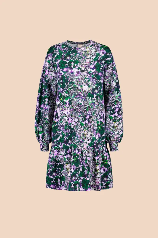 Ruffle Sweatshirt Dress Blooming Forest Lilac sold by Ivalo.com