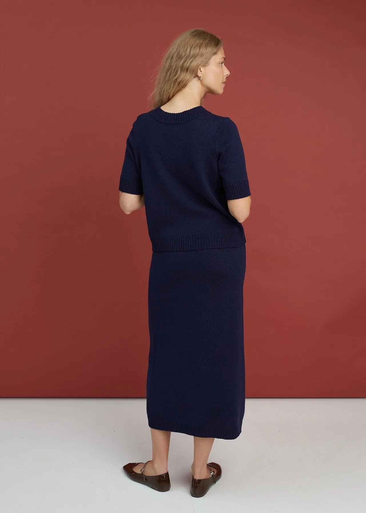 Merino Wool Two Piece Set with Top & Skirt Dark Blue sold by Ivalo.com product image thumbnail 5