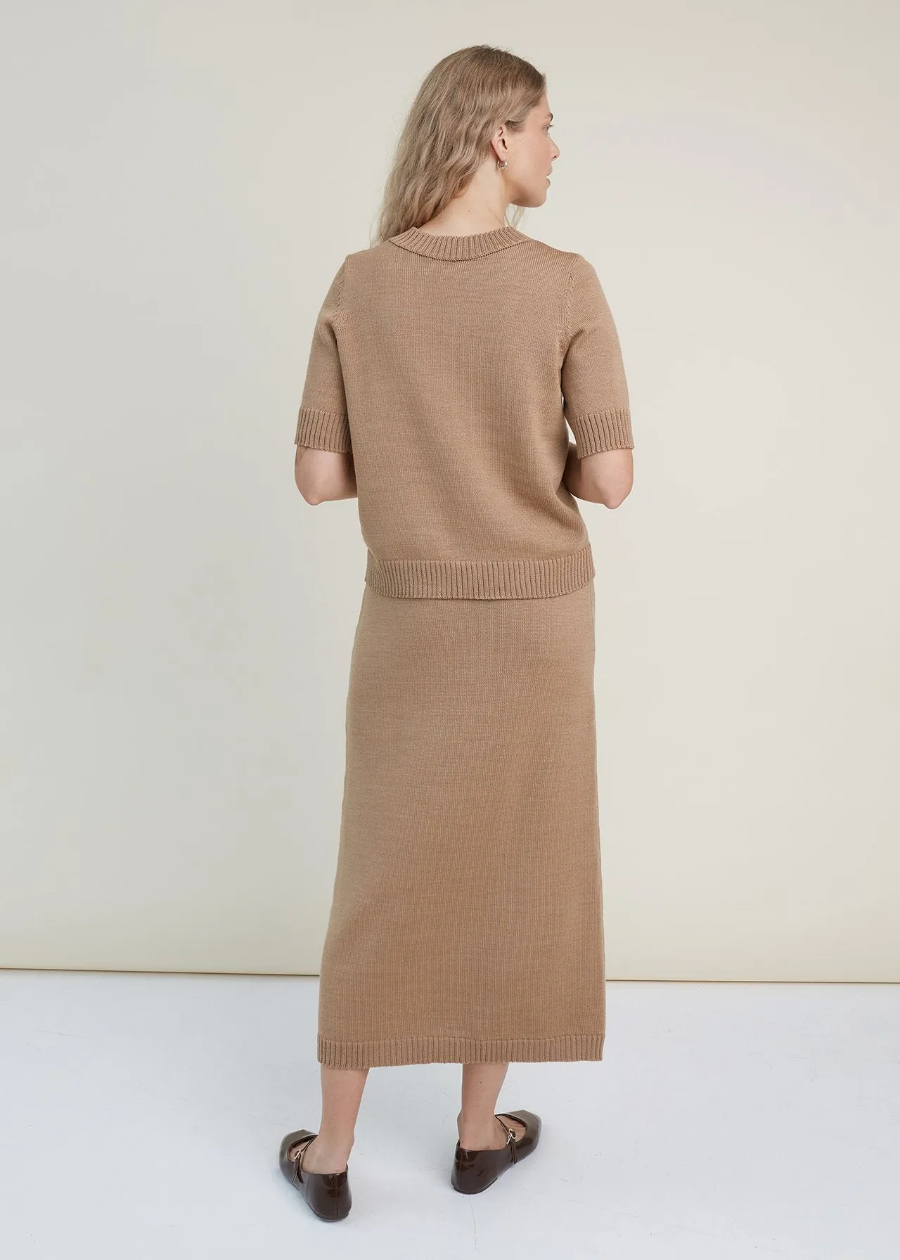 Merino Wool Two Piece Set with Top & Skirt Camel sold by Ivalo.com product image thumbnail 2