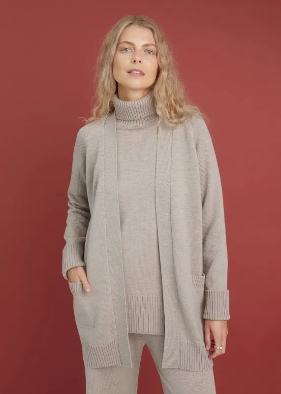 Knitted Merino Wool Cardigan with Pockets Beige sold by Ivalo.com