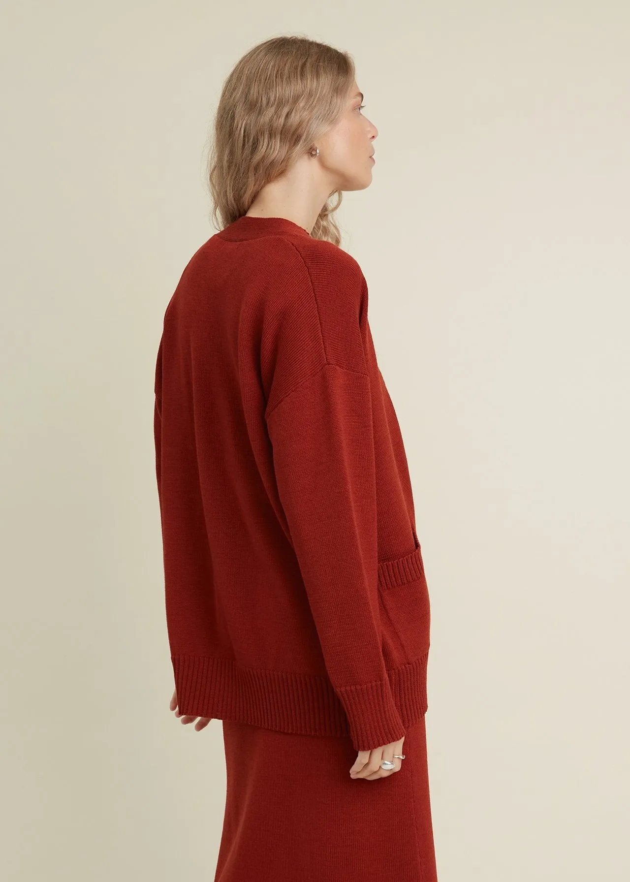 Button-Up Merino Wool Cardigan Rust sold by Ivalo.com product image thumbnail 5