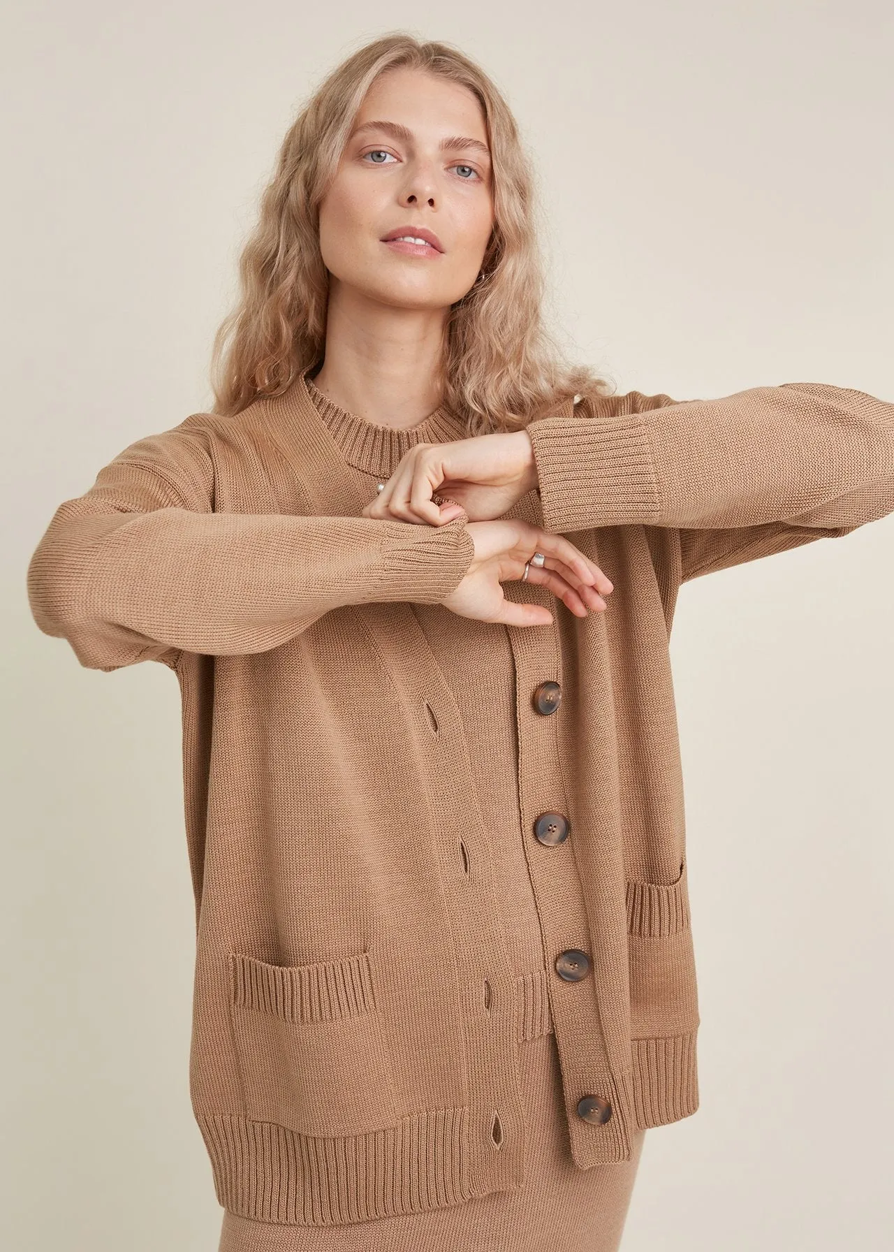 Button-Up Merino Wool Cardigan Camel sold by Ivalo.com product image thumbnail 4