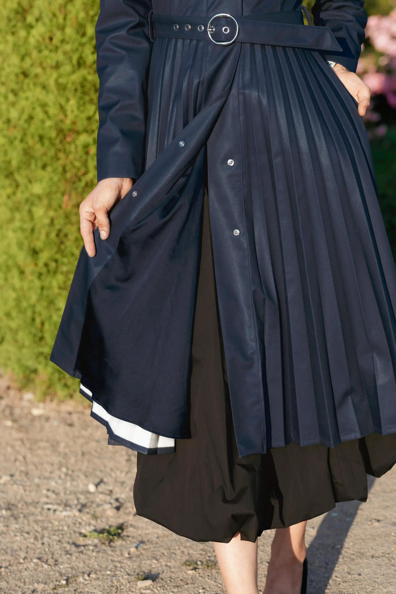 Fit and Flare Blue Women’s A-Line Coat with Pleated Skirt | Blue Serenade sold by Ivalo.com product image thumbnail 5