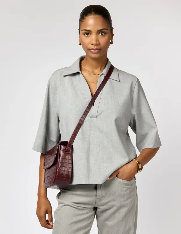 Nina Bag Croco Print Leather Dark Cherry sold by Ivalo.com