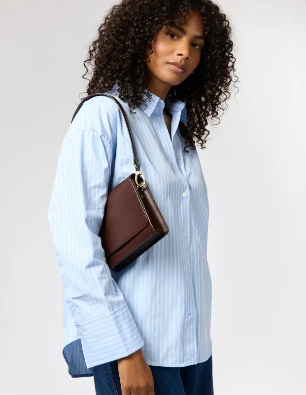 Audrey Mini Bag Classic Leather Chocolate Brown sold by Ivalo.com