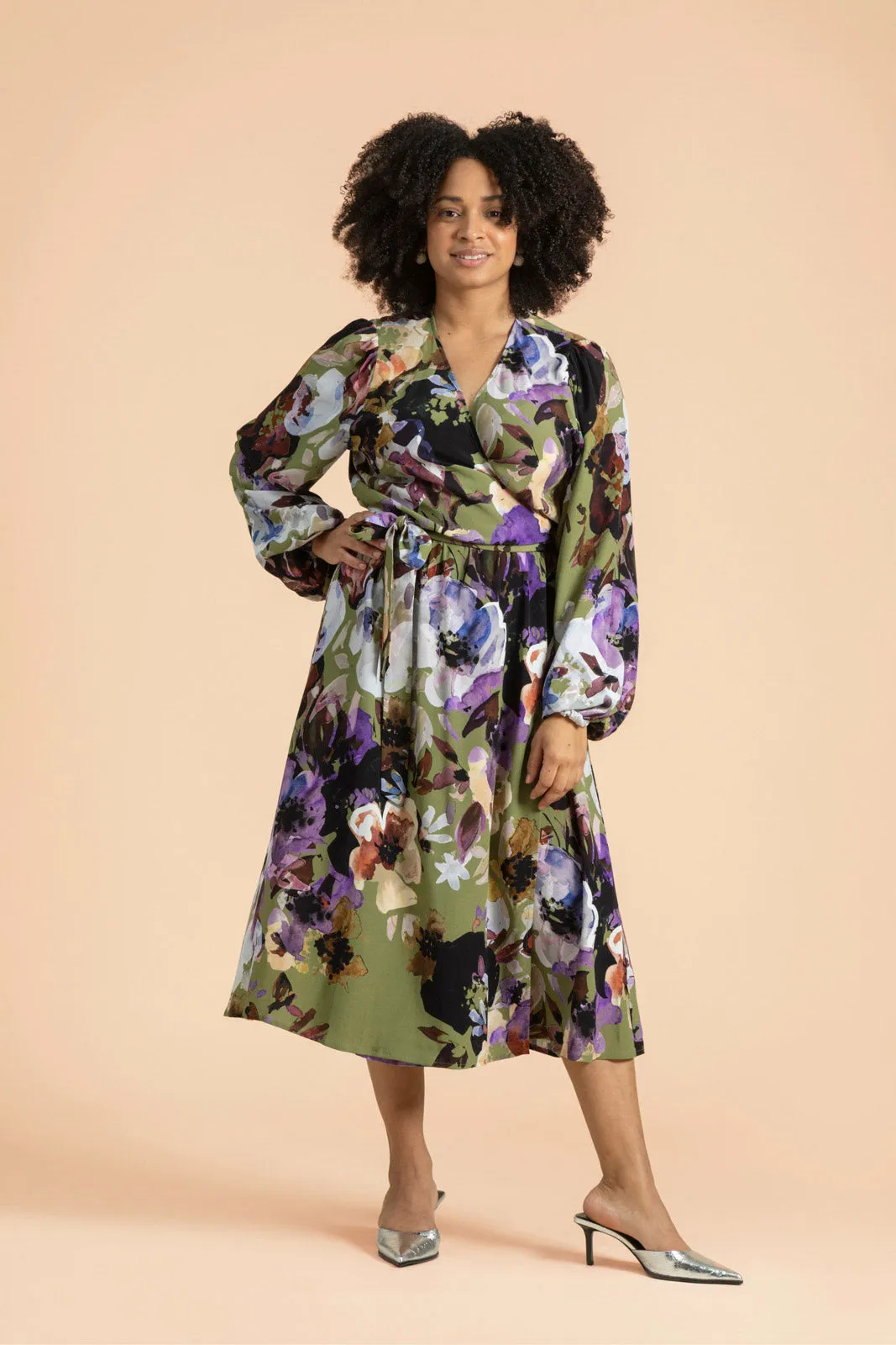 Wrap Midi Dress Olive Anemone sold by Ivalo.com