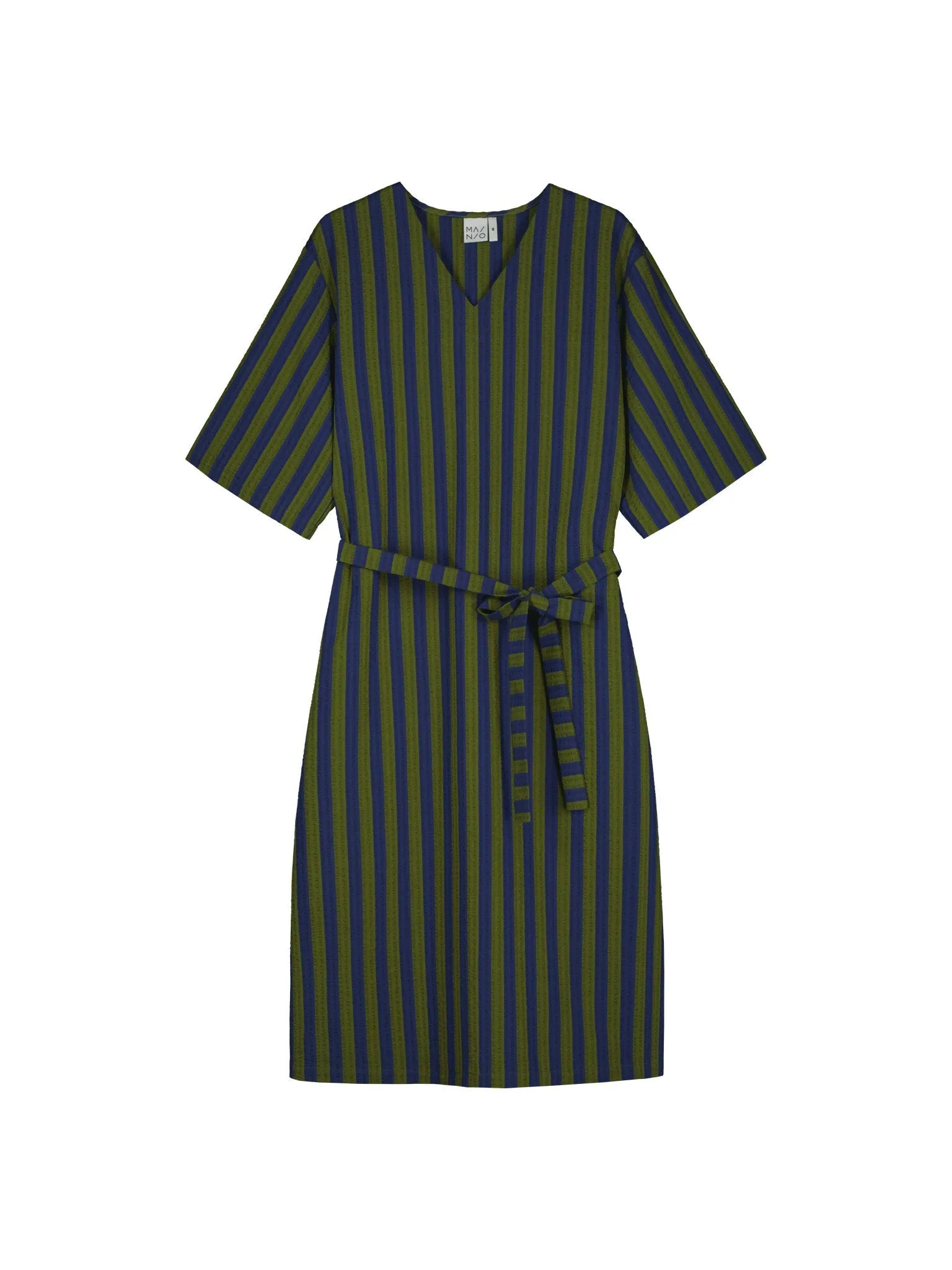 Stripy Seersucker Dress With Belt Green/Blue sold by Ivalo.com product image thumbnail 2