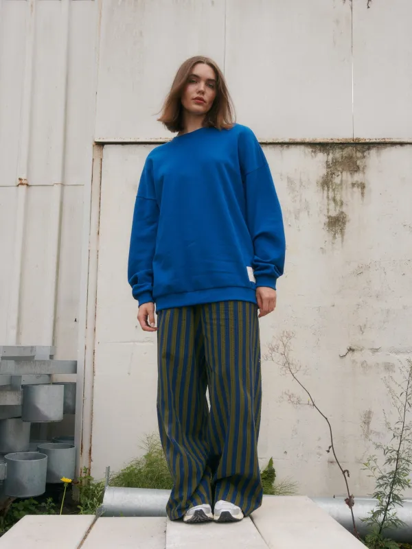 Stripy Seersucker Pants Green/Blue sold by Ivalo.com