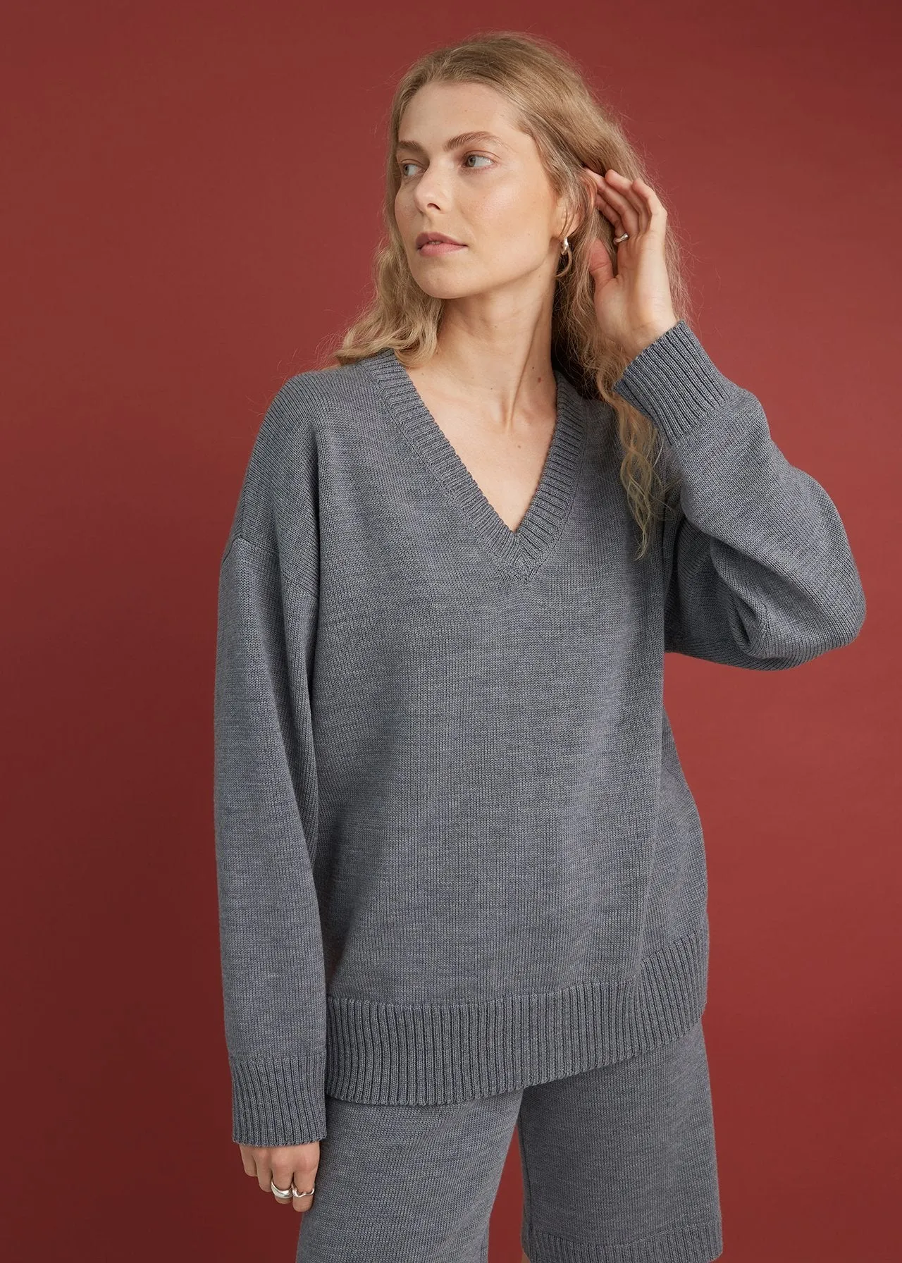 V-Neck Merino Wool Knitted Sweater sold by Ivalo.com product image thumbnail 5