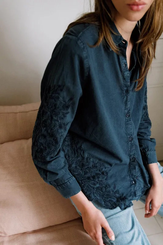 Embroidered Voile Shirt Blue sold by Ivalo.com