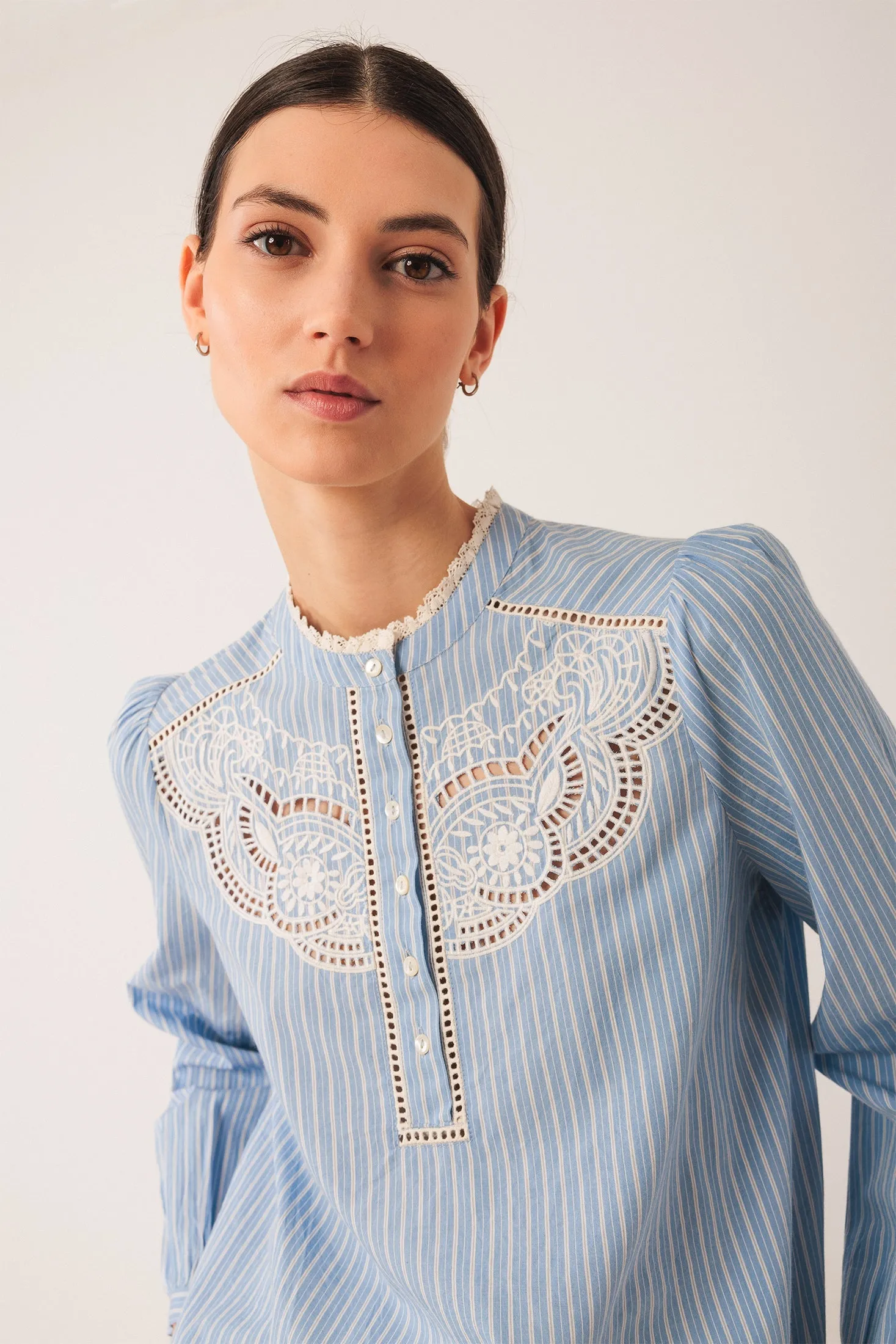 Embroidered Poplin Blouse Blue sold by Ivalo.com product image thumbnail 3