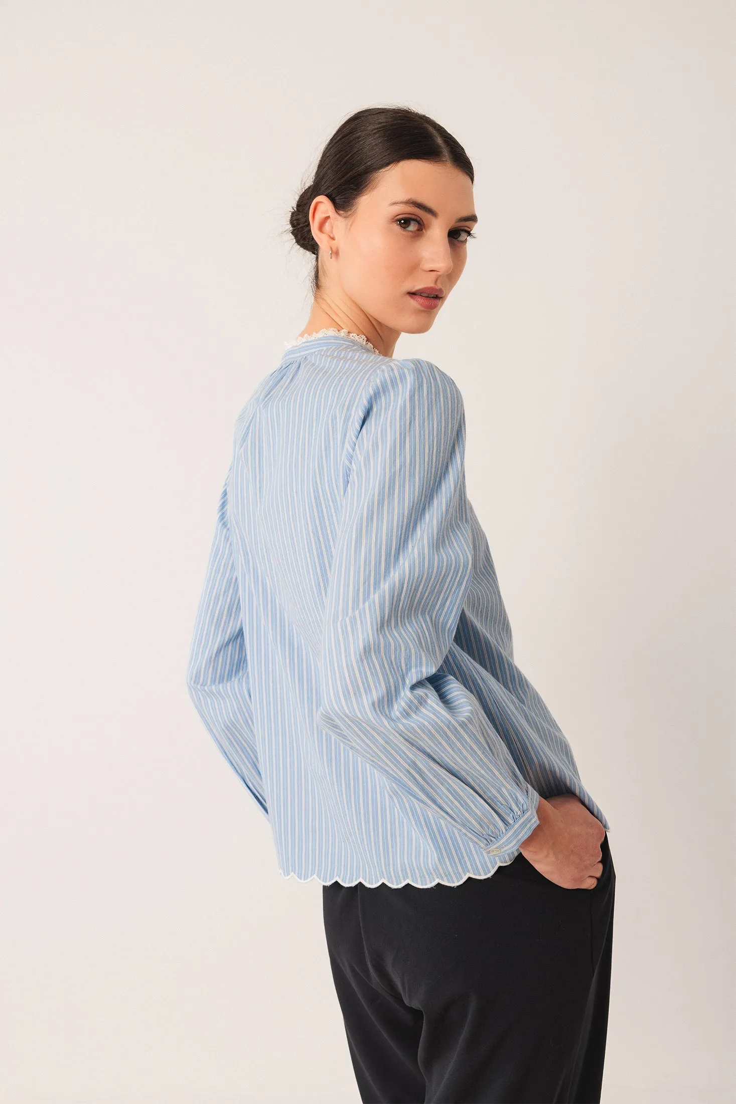 Embroidered Poplin Blouse Blue sold by Ivalo.com product image thumbnail 2