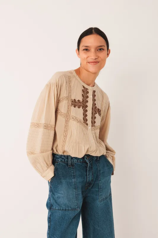 Ethnic Embroidered Shirt Beige sold by Ivalo.com