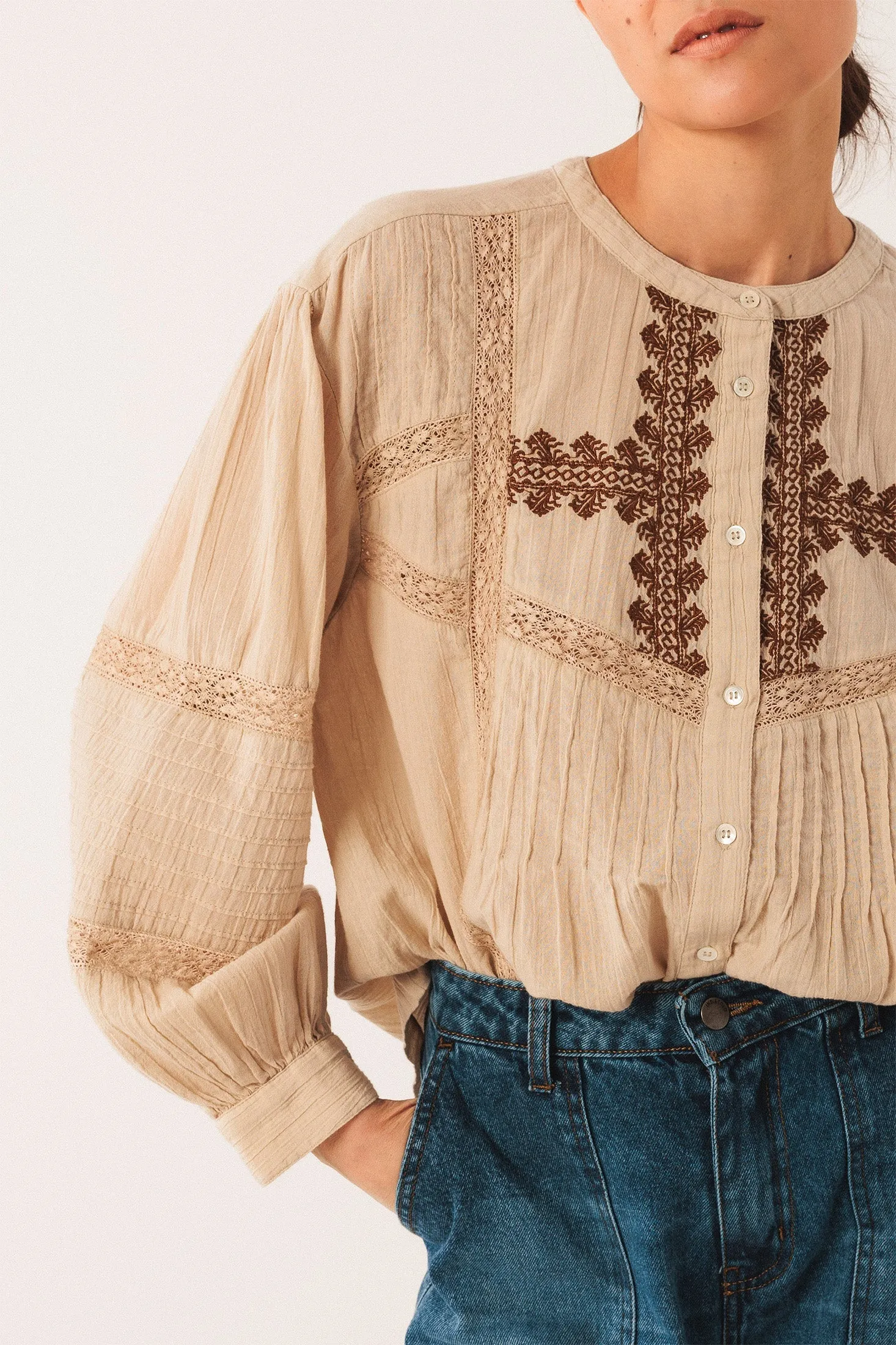 Ethnic Embroidered Shirt Beige sold by Ivalo.com product image thumbnail 3