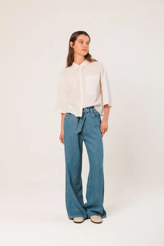 Boxy Poplin Shirt White sold by Ivalo.com