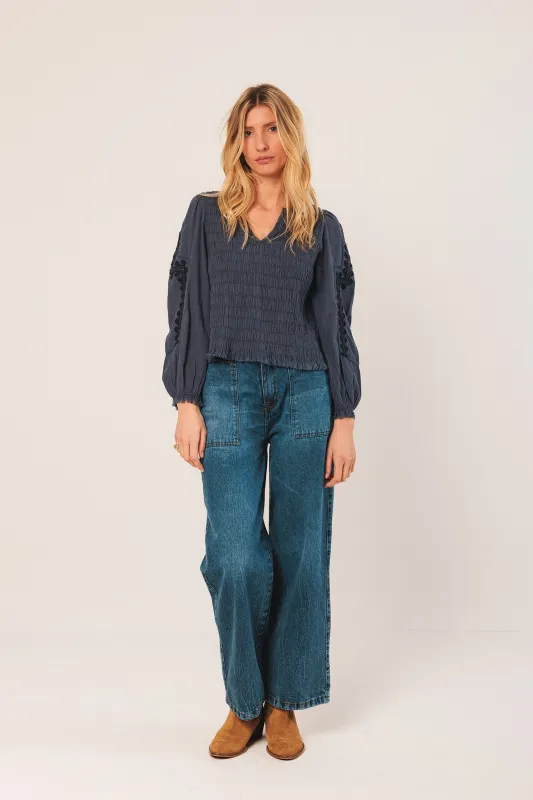 Ethnic Embroidered Blouse Blue sold by Ivalo.com