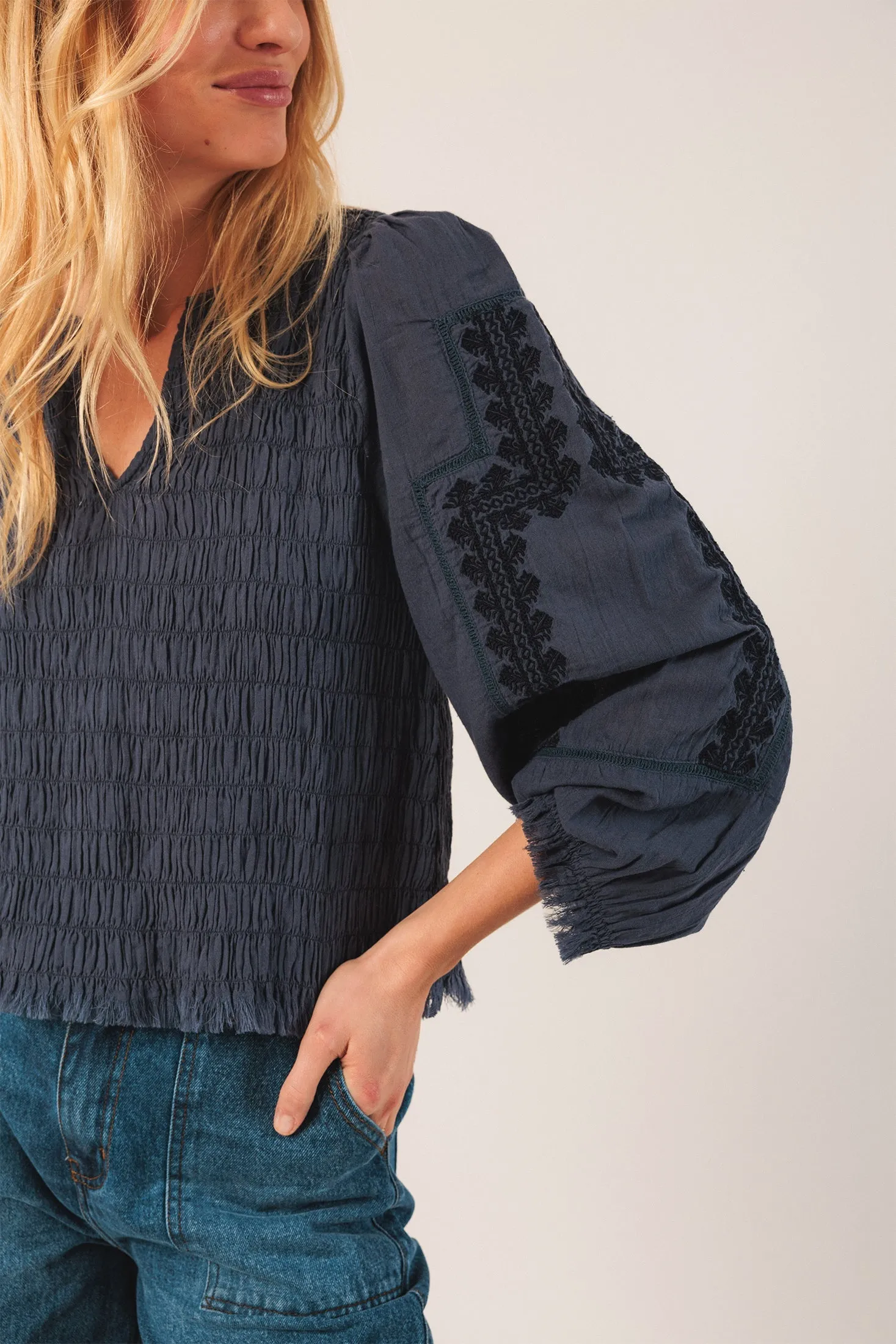 Ethnic Embroidered Blouse Blue sold by Ivalo.com product image thumbnail 4