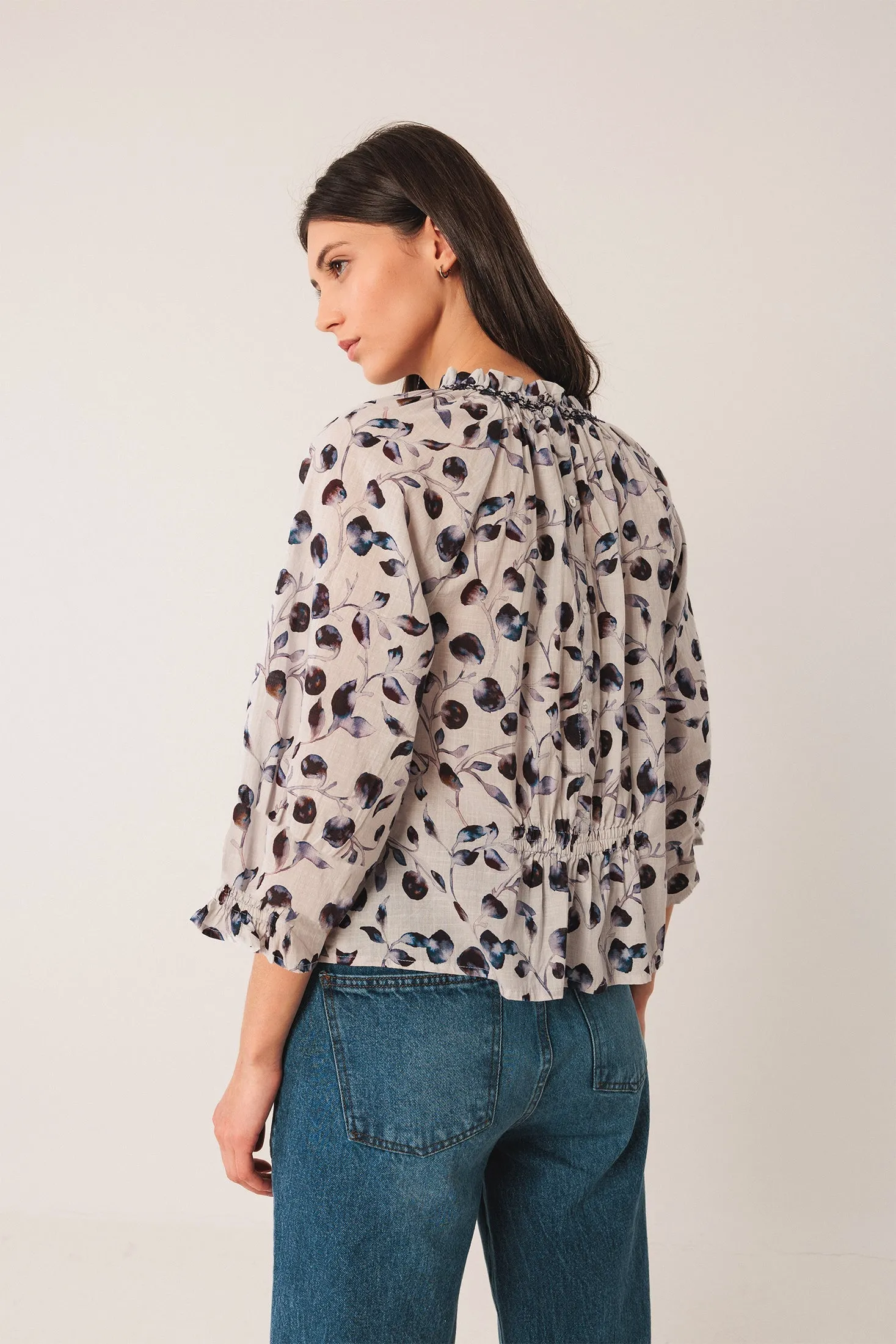 Elastic Cotton Blouse Blue sold by Ivalo.com product image thumbnail 3