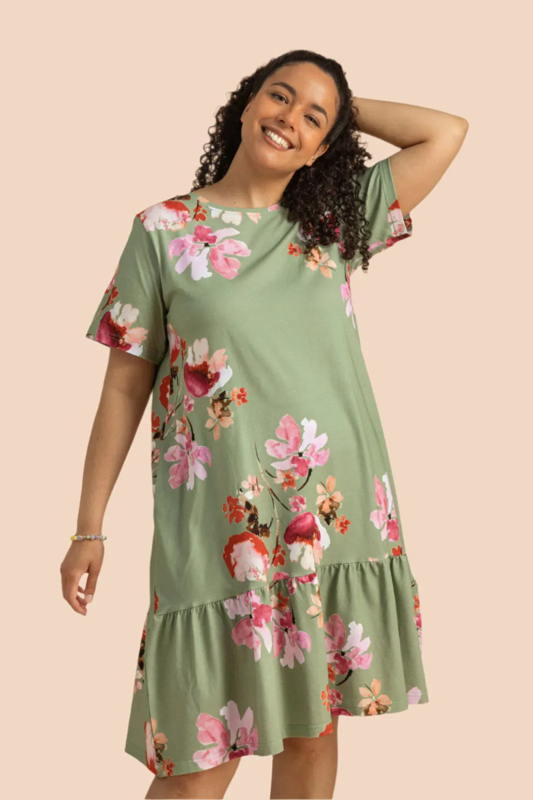 Ruffle T-shirt Dress Cherry Blossom sold by Ivalo.com product image thumbnail 2