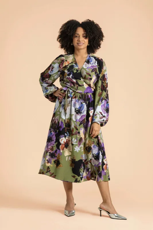 Wrap Midi Dress Olive Anemone sold by Ivalo.com