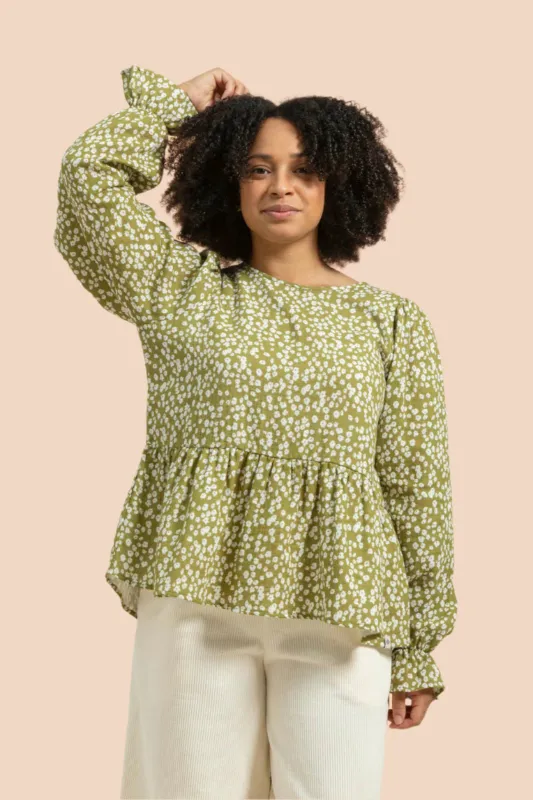 Flounce Blouse Flora Olive sold by Ivalo.com