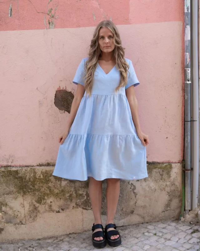 Linen Layer Dress Sky Blue sold by Ivalo.com