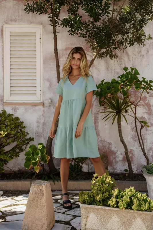 Linen Layer Dress Desert Sage Green sold by Ivalo.com