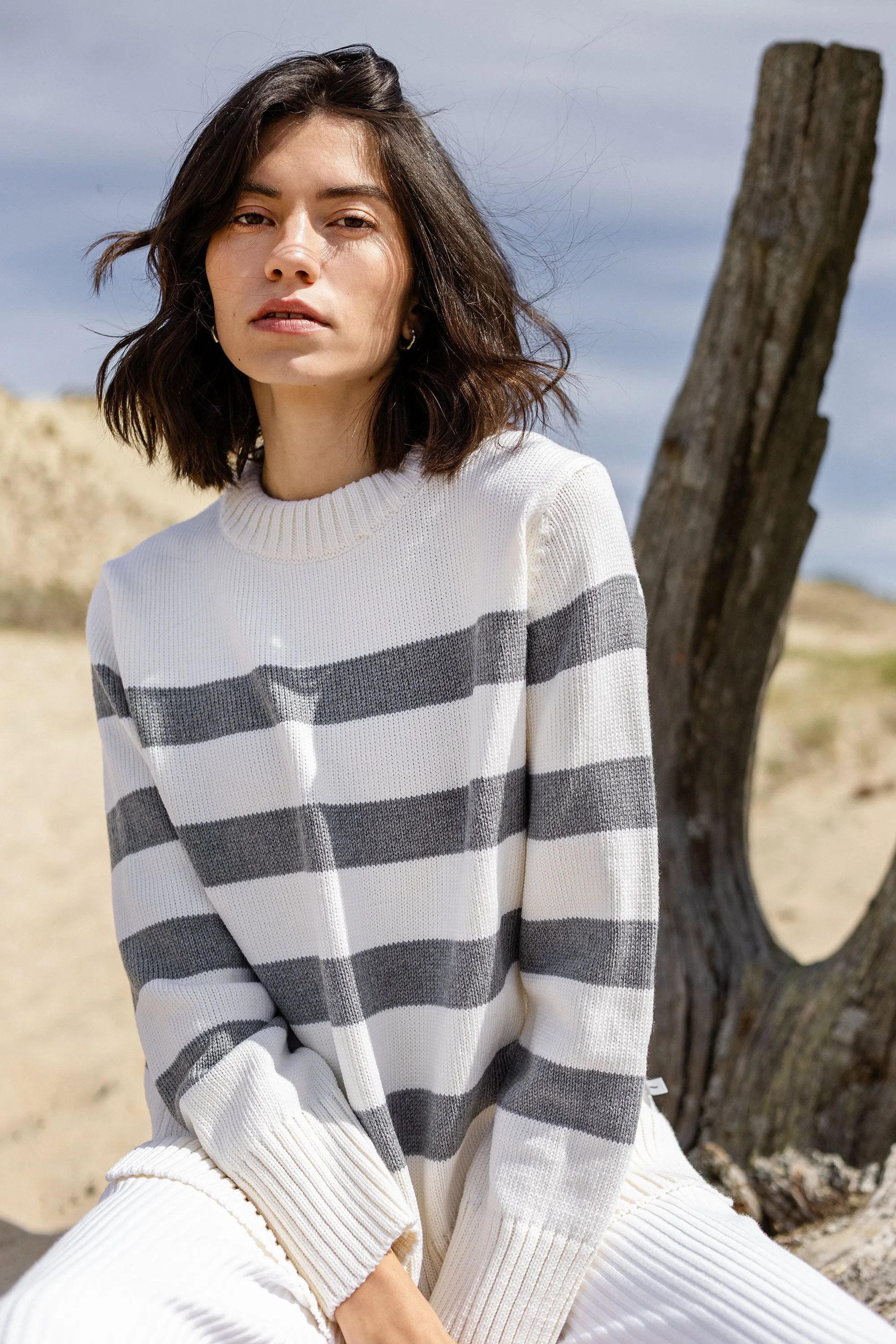 Marina Merino Jumper Grey Striped sold by Ivalo.com