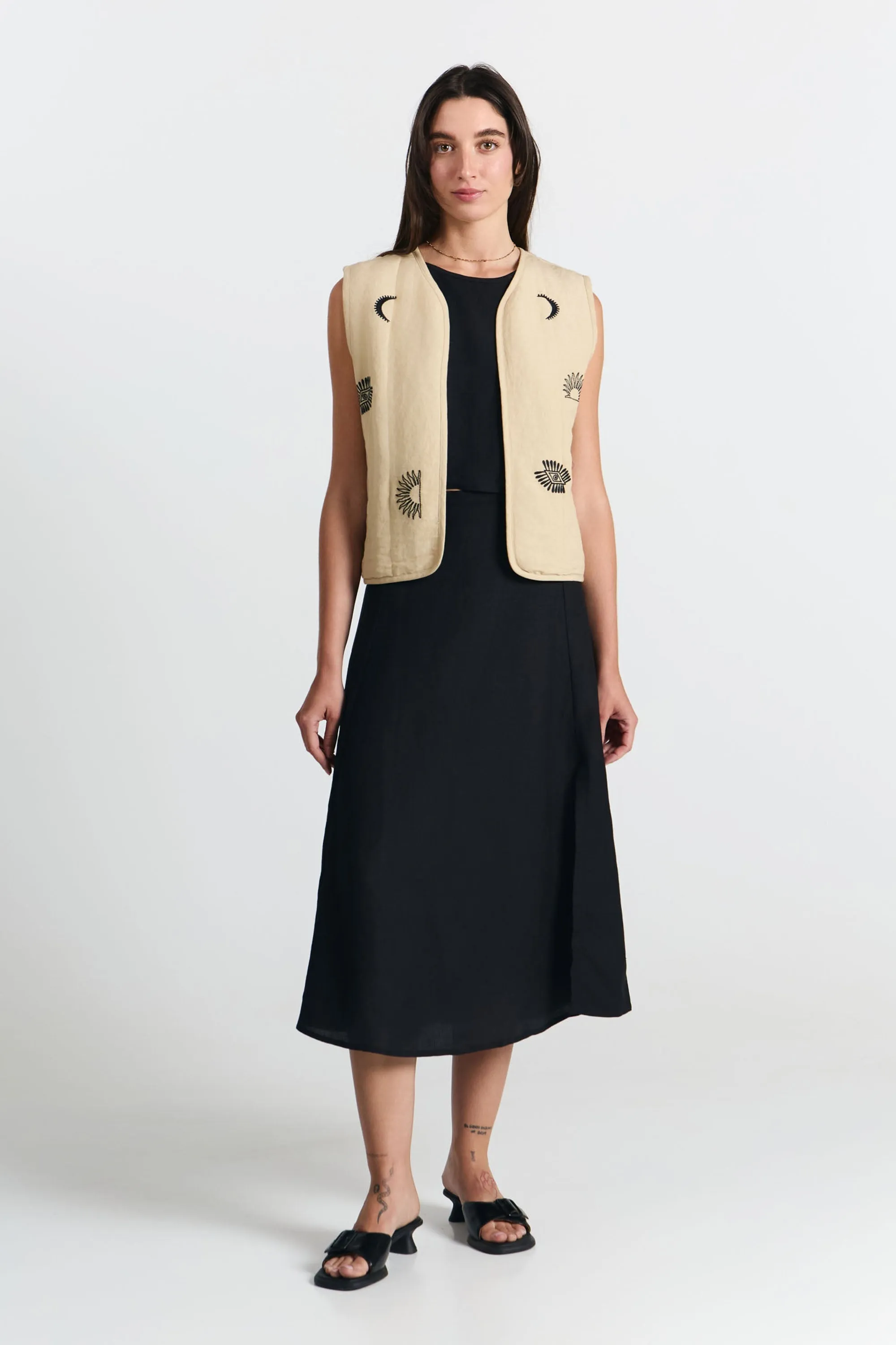 Aneto Padded Vest Embroidered Beige sold by Ivalo.com