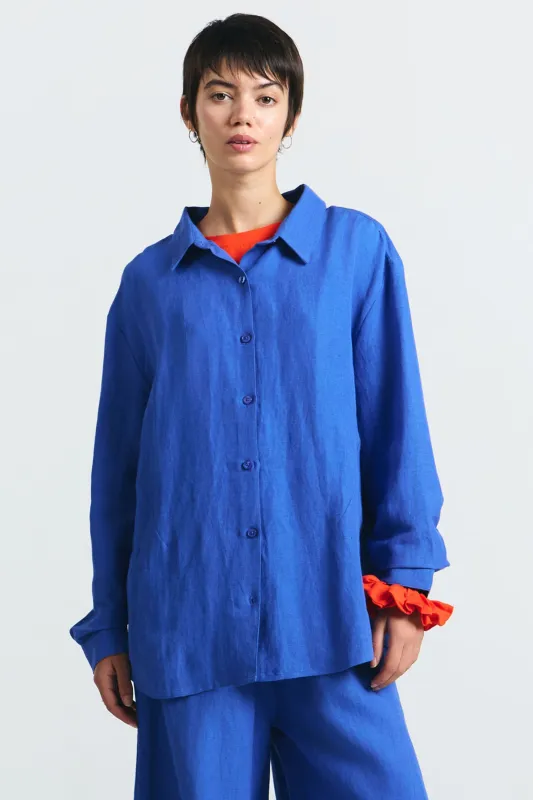 Iya Linen Blend Shirt Klein Blue sold by Ivalo.com