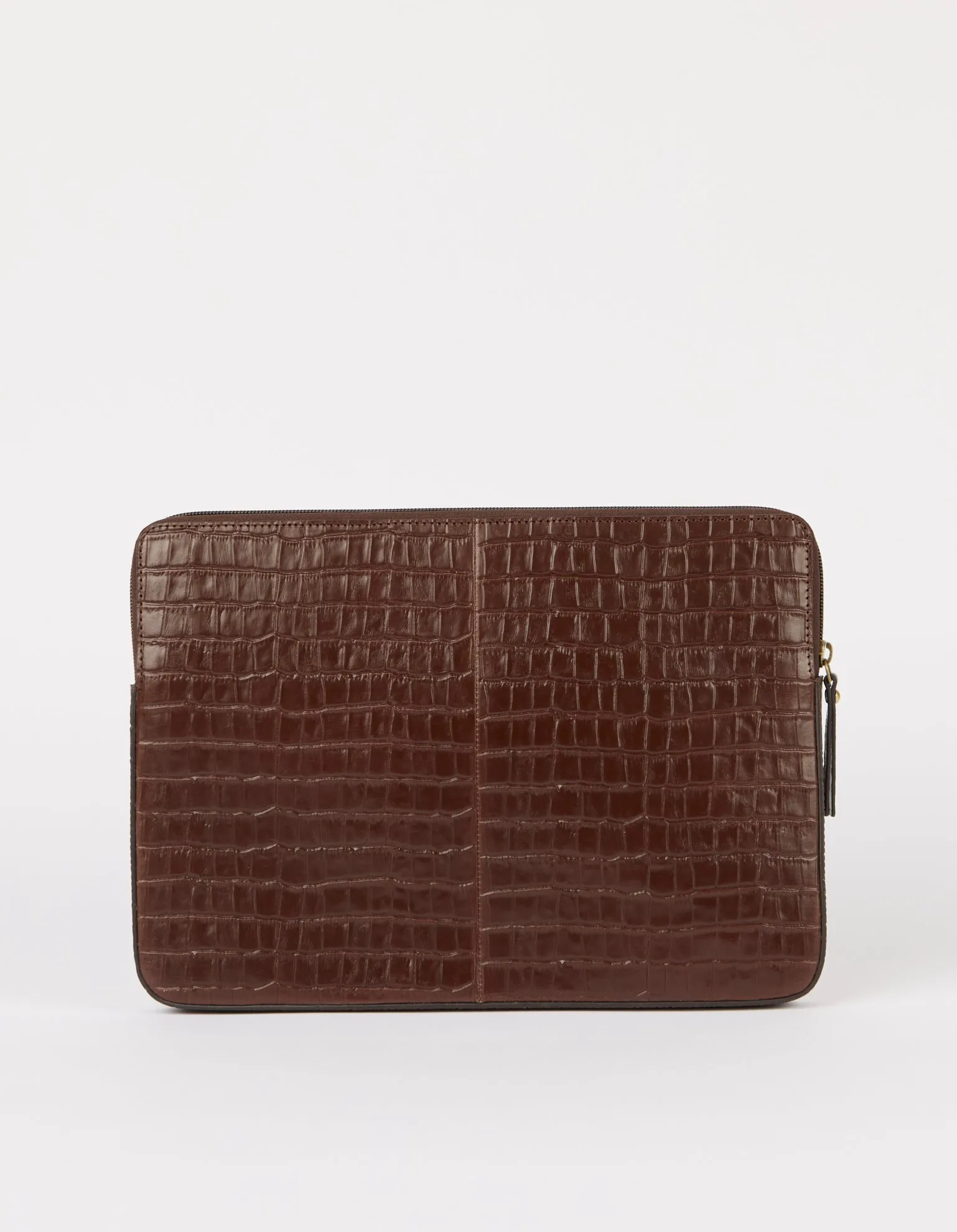 Laptop Sleeve 13"/14" Croco Print Leather Chocolate Brown sold by Ivalo.com product image thumbnail 2
