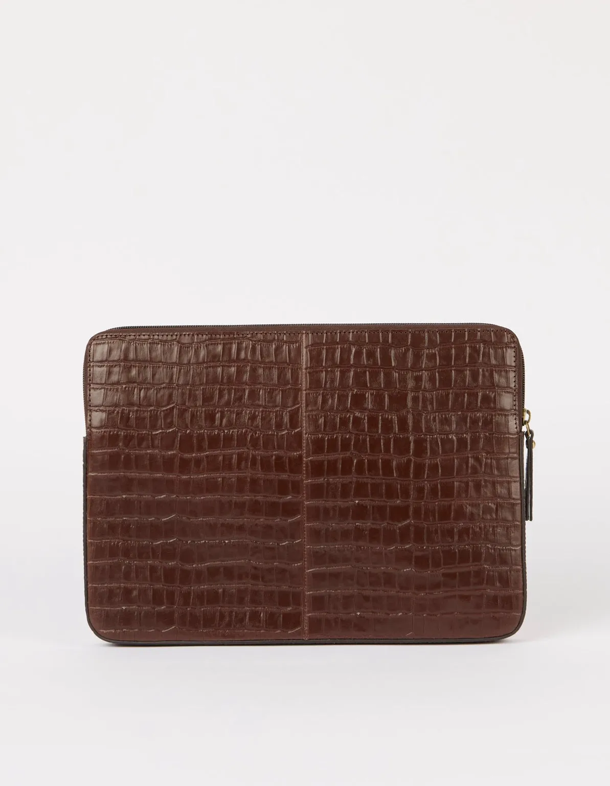 Laptop Sleeve 13"/14" Croco Print Leather Chocolate Brown sold by Ivalo.com product image thumbnail 4