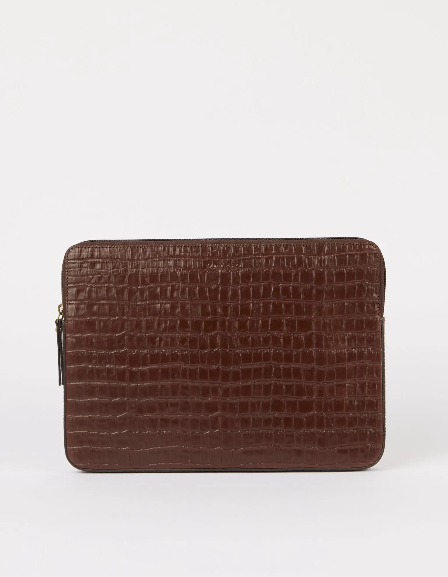 Laptop Sleeve 13"/14" Croco Print Leather Chocolate Brown sold by Ivalo.com