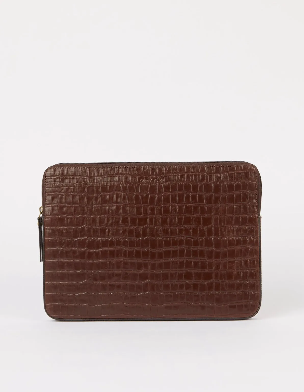 Laptop Sleeve 13"/14" Croco Print Leather Chocolate Brown sold by Ivalo.com product image thumbnail 3