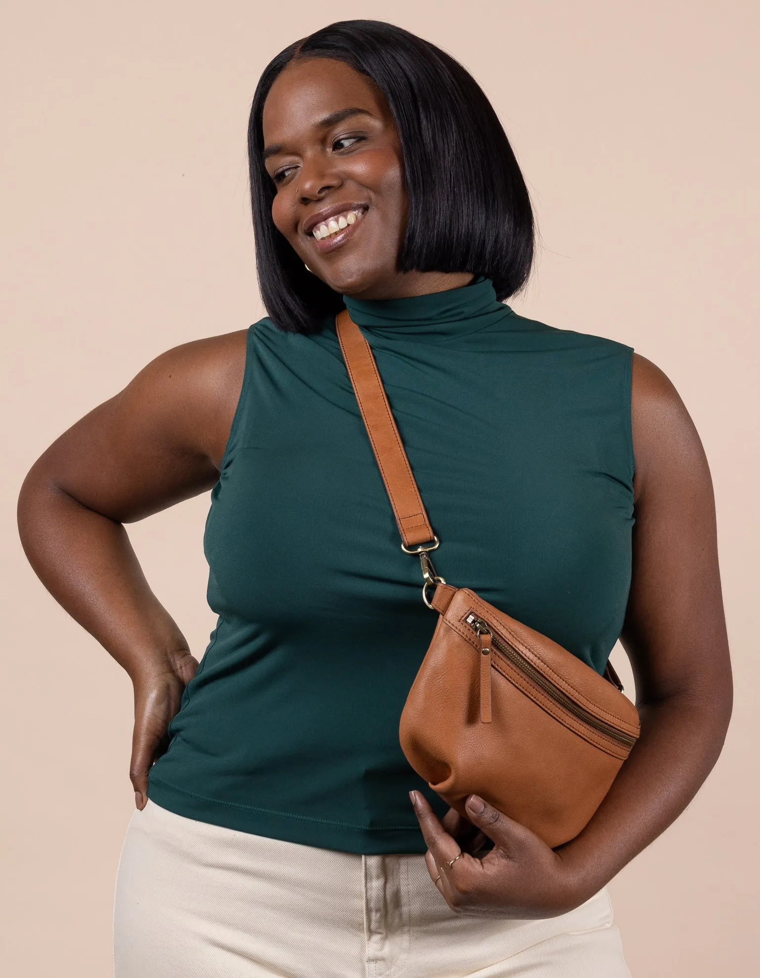 Milo Soft Grain Leather Bum Bag Oak Brown sold by Ivalo.com product image thumbnail 2